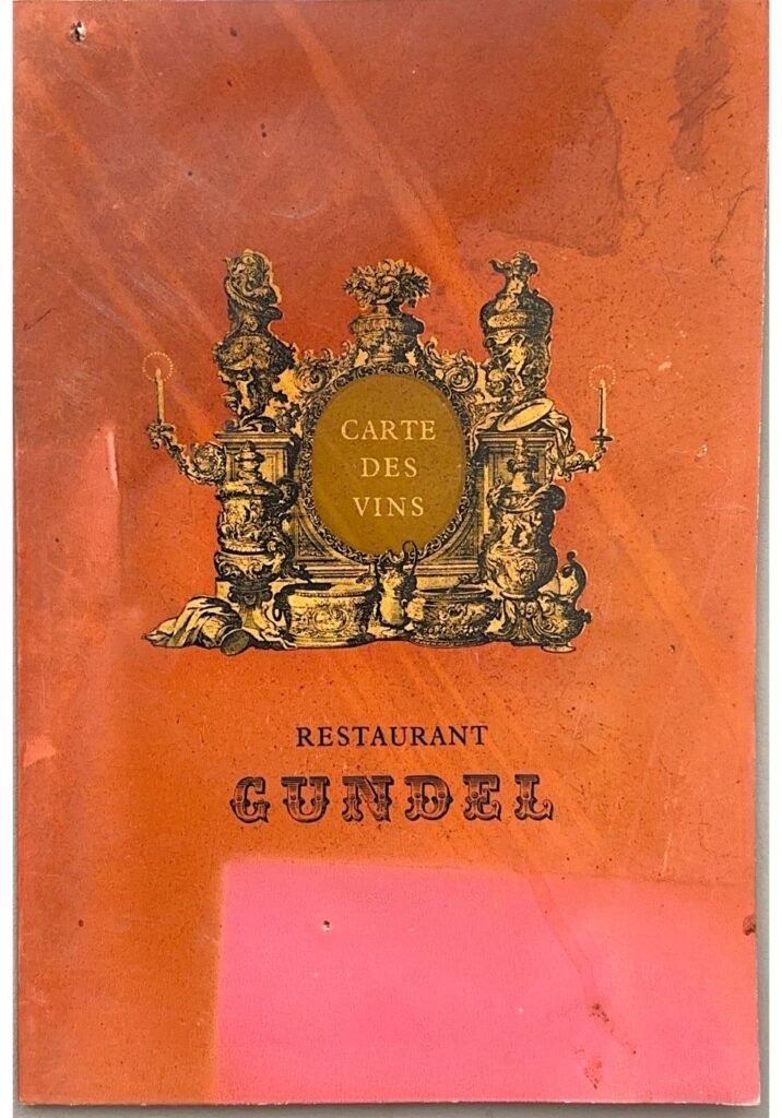 Gundel (Wine Menu), Budapest, 1968, page 1