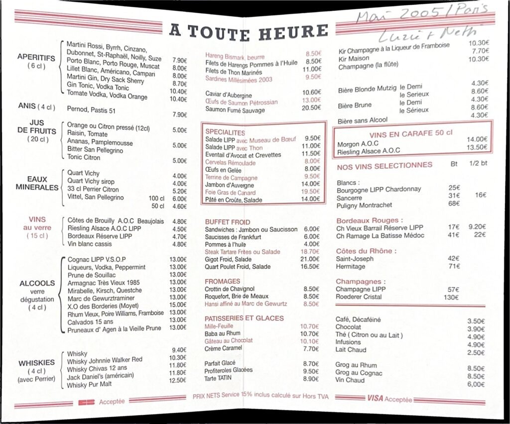 Brasserie Lipp, Paris, page 2