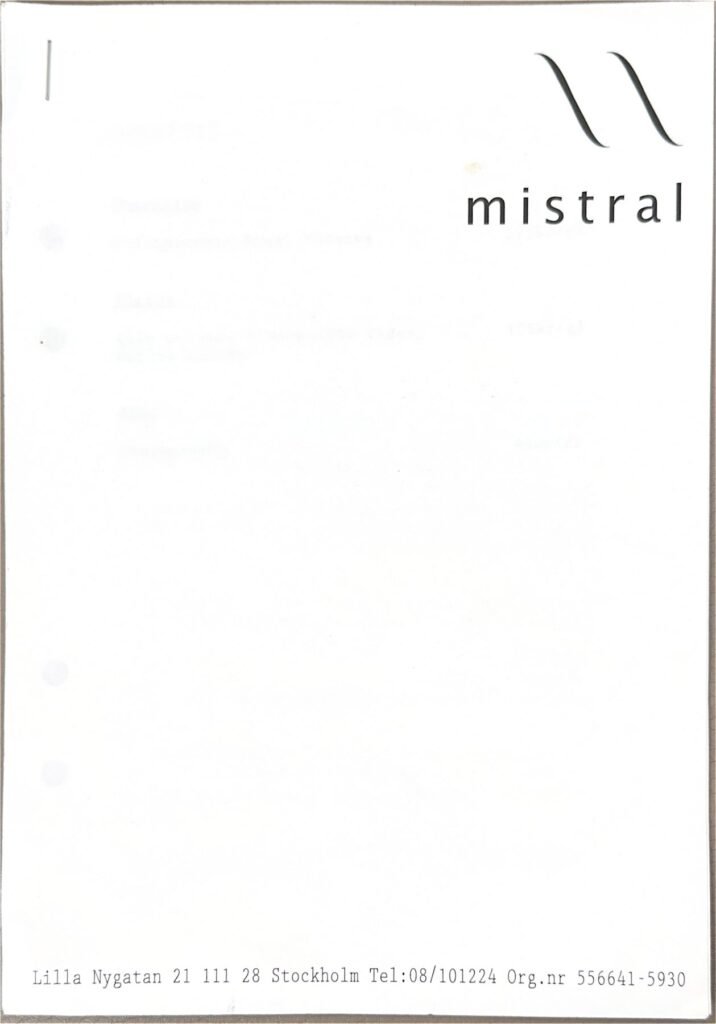 Mistral, Stockholm, page 4